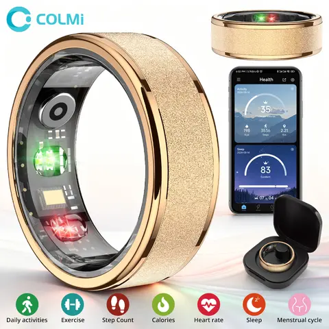 COLMI Smart Ring 2 Radiant Women's Health Fitness Tracker, 24/7 Heart Rate & Sleep Monitoring, Pedometer, Exercise Tracking, Portable Charging Case for 30-Day Standby, Rose Gold Smart Wearable Device