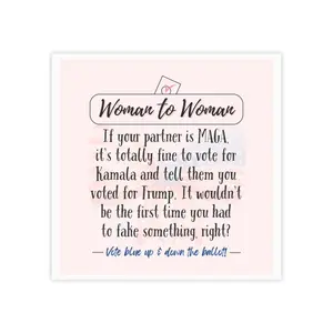 WOMAN TO WOMAN: If your partner is Maga Funny 3" x 3" Post-it, Political sticky note, Kamala Harris, Election 2024, Gift for Her, Vote Blue