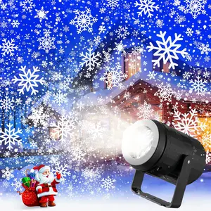 USB powered Christmas projection light with falling snowflake effect, featuring a snowman and snowflake LED fairy landscape spotlight, 16 color patterns, outdoor decorative lights, suitable for home decor, Christmas, weddings, and parties