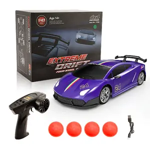 HAIBOXING 1:43 Scale RC Drift Car AWD with Gyro, Remote Control Car with LED Lights, Mini Desktop Drifter Toy, Ideal Hobby RC Car Gift for Adults and Teens (Includes 4 Micro obstacle discs) HBX2198