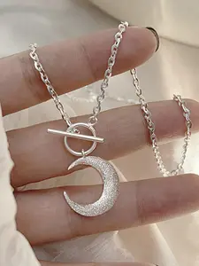1 piece of 925 sterling silver light luxury high-end moon pendant necklace for ladies, exquisite and personalized collarbone chain, jewelry gift for girlfriend/mother