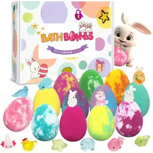 Easter Bath Bombs for Kids with Toys Surprise Inside, 12 Pack Kids Bath Bombs Easter Basket Stuffers Gift for Girls Boys, Bubble Bath Fizzy Dinosaur Egg for Kids Birthday