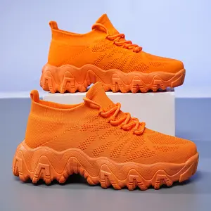 Women's Bright Orange Wide Fit Sneakers - Extra Wide Toe Box with Wave Sole Design for All-Day Comfort, Year-Round Shoes for Women​