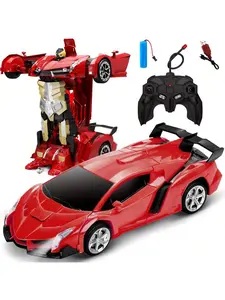 Blue/Red/Yellow Remote Control Transformer Car - Transformer Robot Remote Control Car, One Button Transform And 360 Degree Rotating Drift, Christmas Gift, Birthday Gift For Boys/Girls robotop travel robot crab Remote Control Electric Boa Toy robot 64