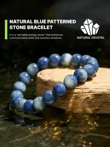 Natural Blue Kyanite Bracelet, Natural Crystal Bracelet, The weave of dense and sparse patterns is natural, with no two pieces exactly alike, like a totem drawn by nature, Guides rational planning, handcrafted for personalized stacking or niche fashion
