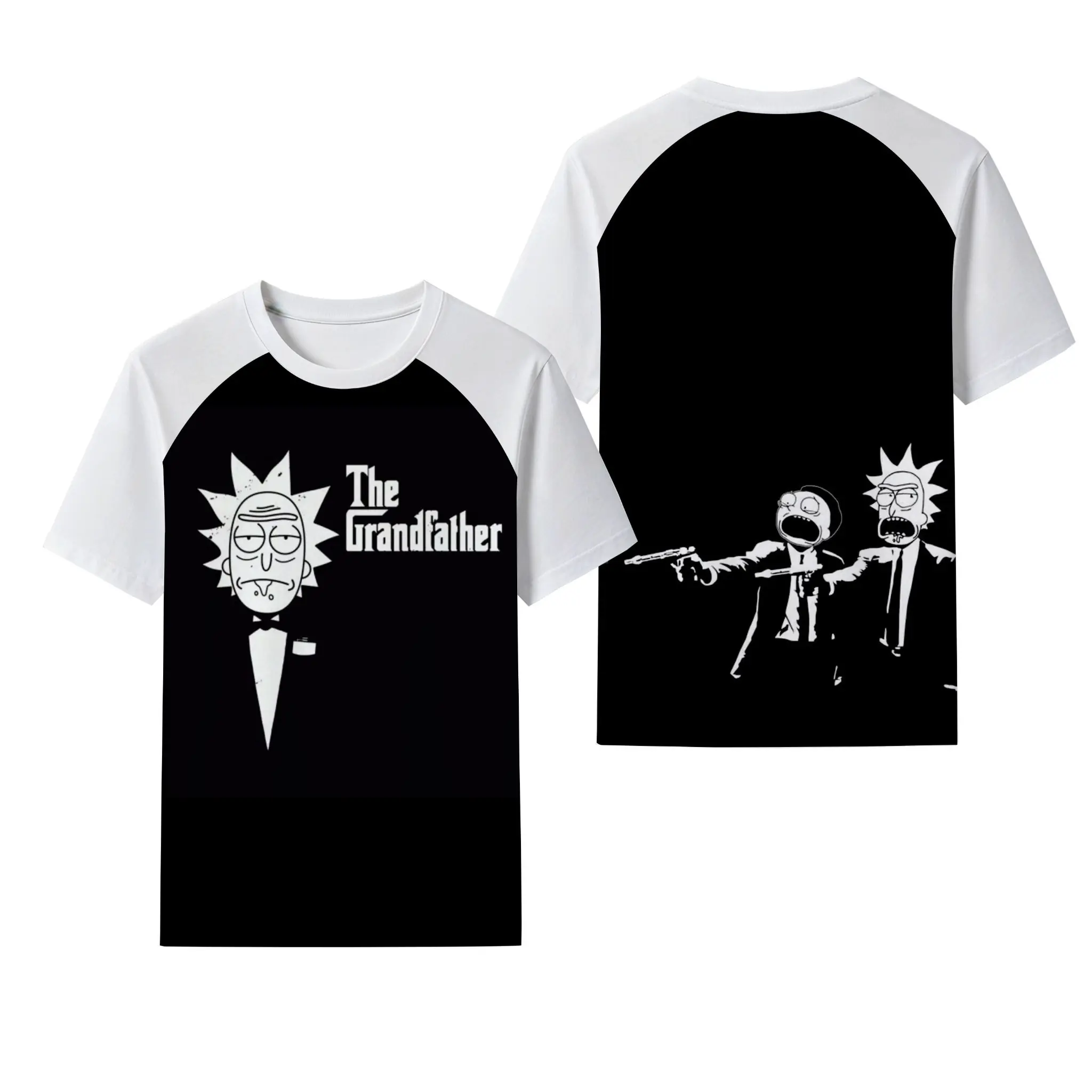 WB - Warner Bros Graphic T-Shirt for Women, Rick and Morty Retro Raglan Top with "The Grandfather" Front and Back Dual Prints, Graphic T Shirts, Bold Cartoons, Vintage Graphic Tees