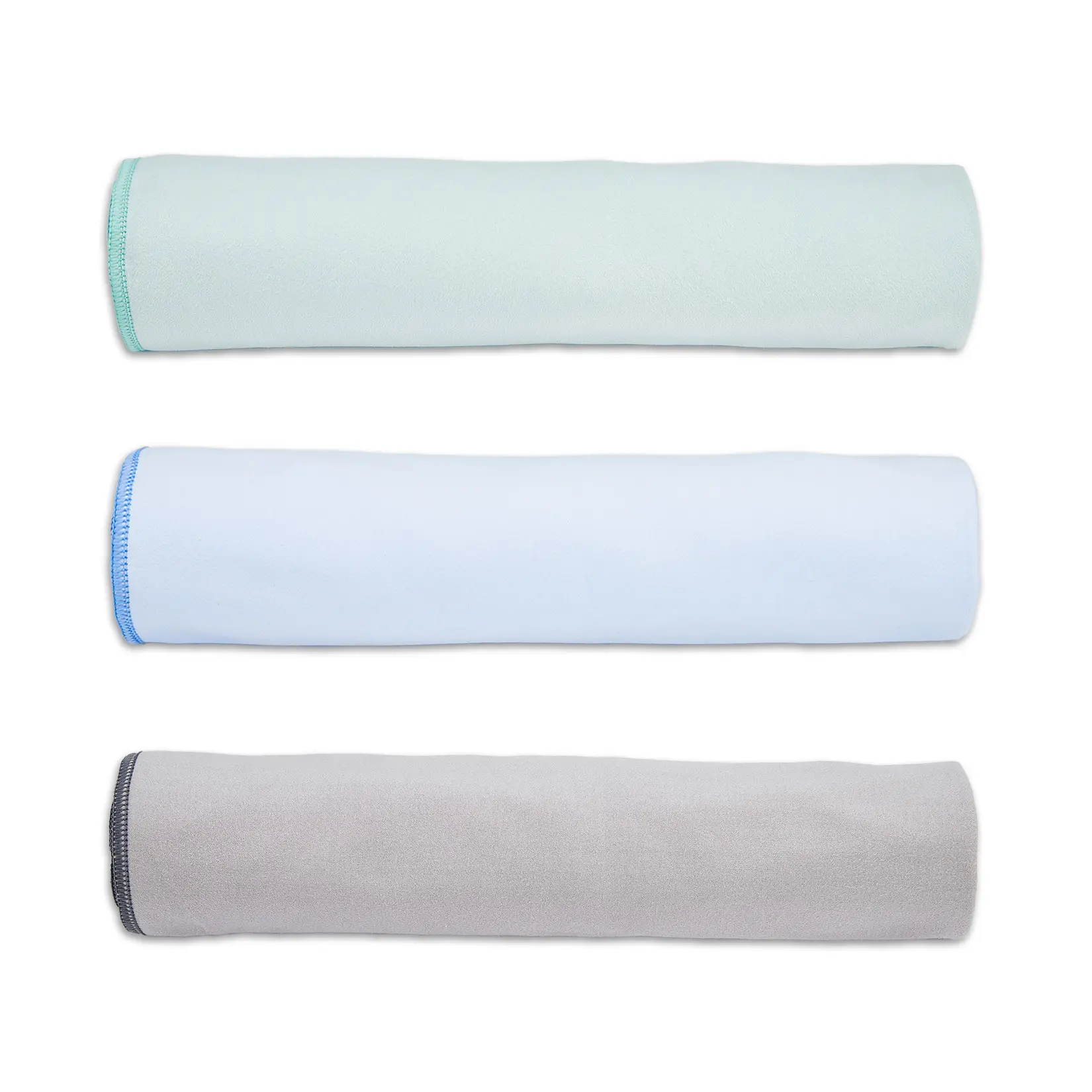 Double-Sided Flannel Yoga Towel Set, 3PCS Ultra-Fine Soft Yoga Towels, 67×183cm Anti-Slip Fitness Towel in Haze Blue, Green and Gray for Home Gym Workout