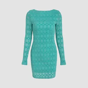 Cider [size 2-10] Solid Lace Zip Up Mini Dress