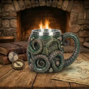 Cthulhu Coffee Mug, Tentacle Monster Cup, Gothic Horror Drinkware, Lovecraft Fantasy Decor, DnD RPG Gamer Gift for Men, Halloween Collectible