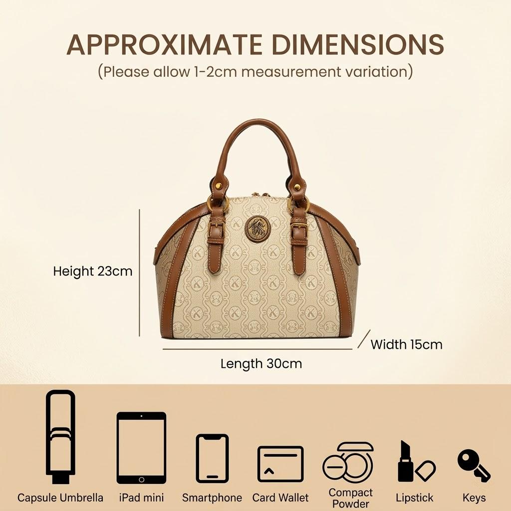 city Vintage Print Faux Leather Dome Satchel Equestrian Style Top Handle Purse versatile crossbody bag city