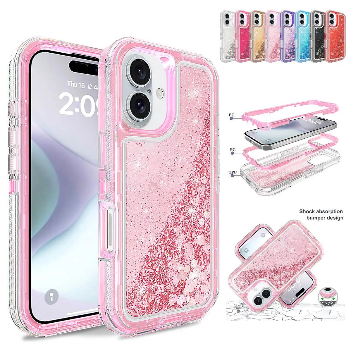 Liquid Glitter Case for iPhone 17 16 15 14 13 Pro Max Shockproof Phone Case,Colorful Quicksand TPU Bling Flowing Liquid Floating Sparkly Hybrid Heavy Duty Case - TikTok Shop Liquid Glitter Case for iPhone 17 16 15 14 13 Pro Max Shockproof Phone Case,Colorful Quicksand TPU Bling Flowing Liquid Floating Sparkly Hybrid Heavy Duty Case - TikTok Shop