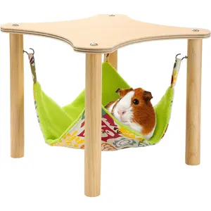 Guinea Pig Hideout Hammock - Small Animal Toys for Ferret Cage, Baby Ferret Bed with Wooden Stand