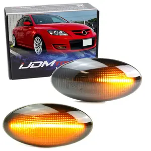 iJDMTOY Smoked Lens Dynamic Sequential Blink/Flow Amber Full LED Front Side Marker Light Kit For 2004-2011 Mazda3, 2006-2010 Mazda5, 2011-2013 Mazda2
