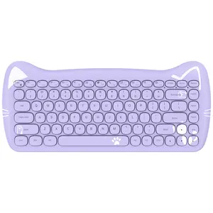 Ajazz 3060i Wireless Membrane Gaming Keyboard,Retro Cute Cat Typewriter Keyboard,2.4G USB Receiver,84 Keys US Layout,for PC Mac
