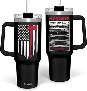 40oz Stainless Steel Insulated Water Bottle - Portable Drinkware with Lid & Straw, Firefighter Gift for Men, Ideal for Fireman Dad Christmas or Birthday Gifts, Water Bottles