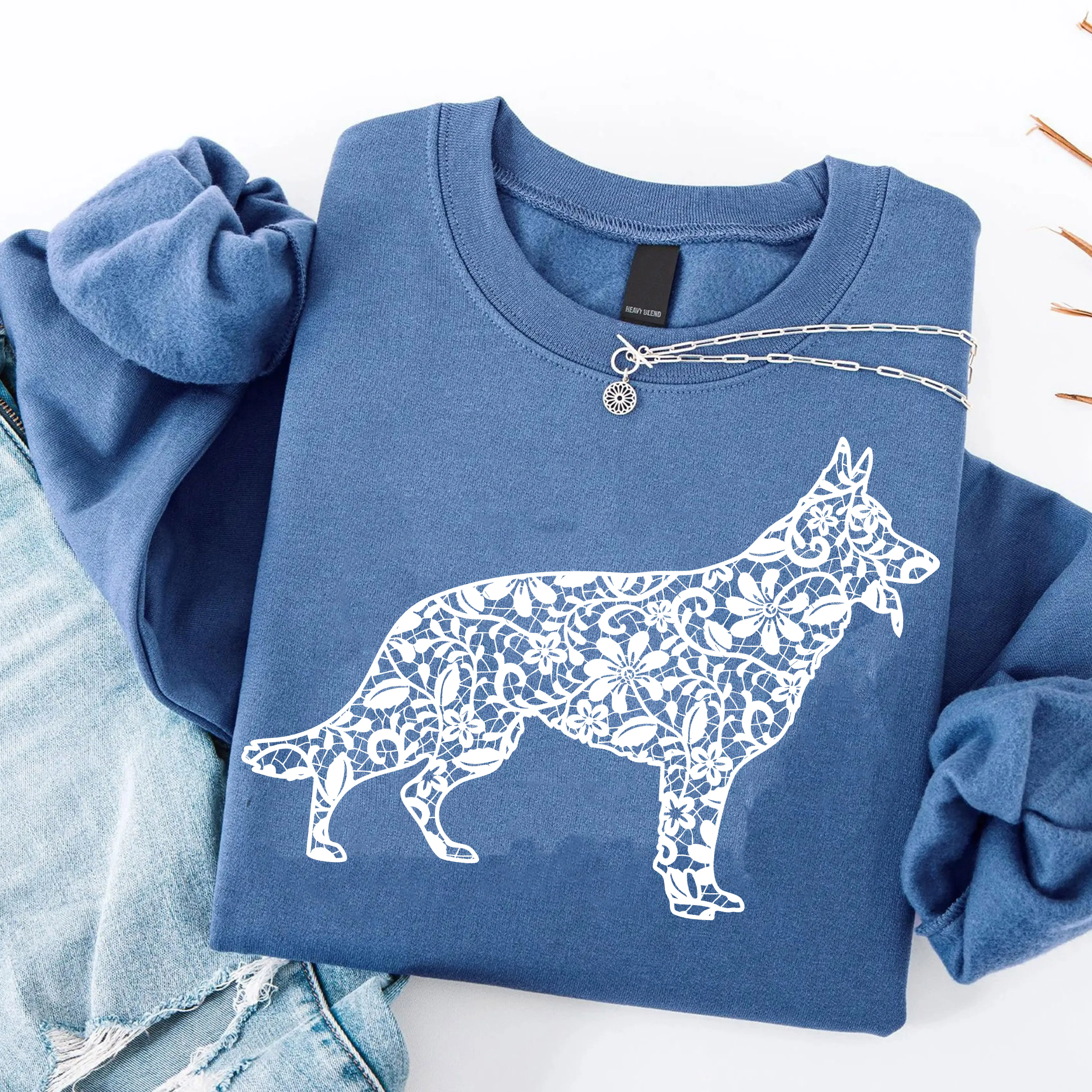Floral German Shepherd Sweatshirt, German Shepherd Mama Sweater, Dog Lover Crewneck, Dog Mom Sweater, Gift For Her