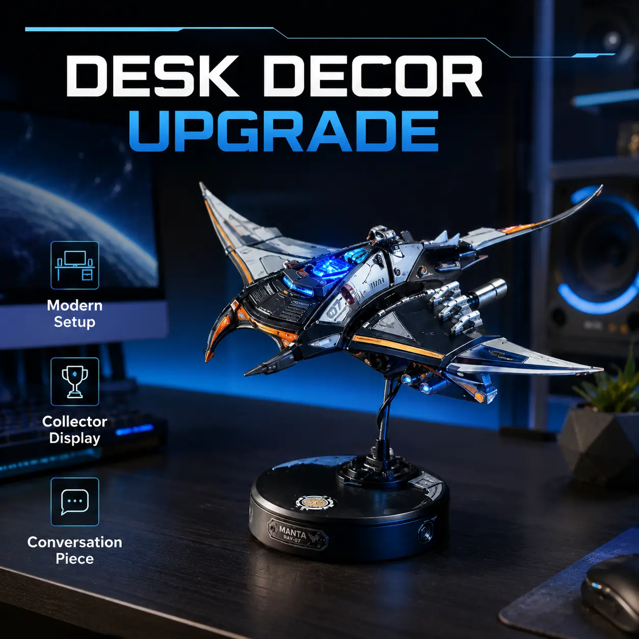 【ROKR】MI06 Mechanical Manta Ray 3D Model Puzzle - STEM Building Kit with LED Lights, Dual-Wing Biomimetic Flapping, Adult Desk Decor, Graduation Gift, Rubber Band Ball, Pop Tube, Glitter Multicolor Rainbow Star Pit Metal Fusion BeyBattle Set Launchers