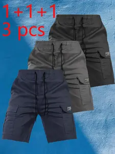 Men's Solid Flap Pocket Cargo Shorts, Regular Fit Casual Fashion Comfy Breathable Shorts for Summer, Men's Bottoms for Daily Wear, Athletic Running Shorts, Menswear, Active Athletic Shorts, Casual Sports Shorts