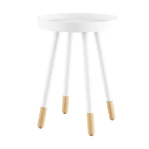 Lavish Home Round End Table 2-Tone Mid-CenturyAccent Table