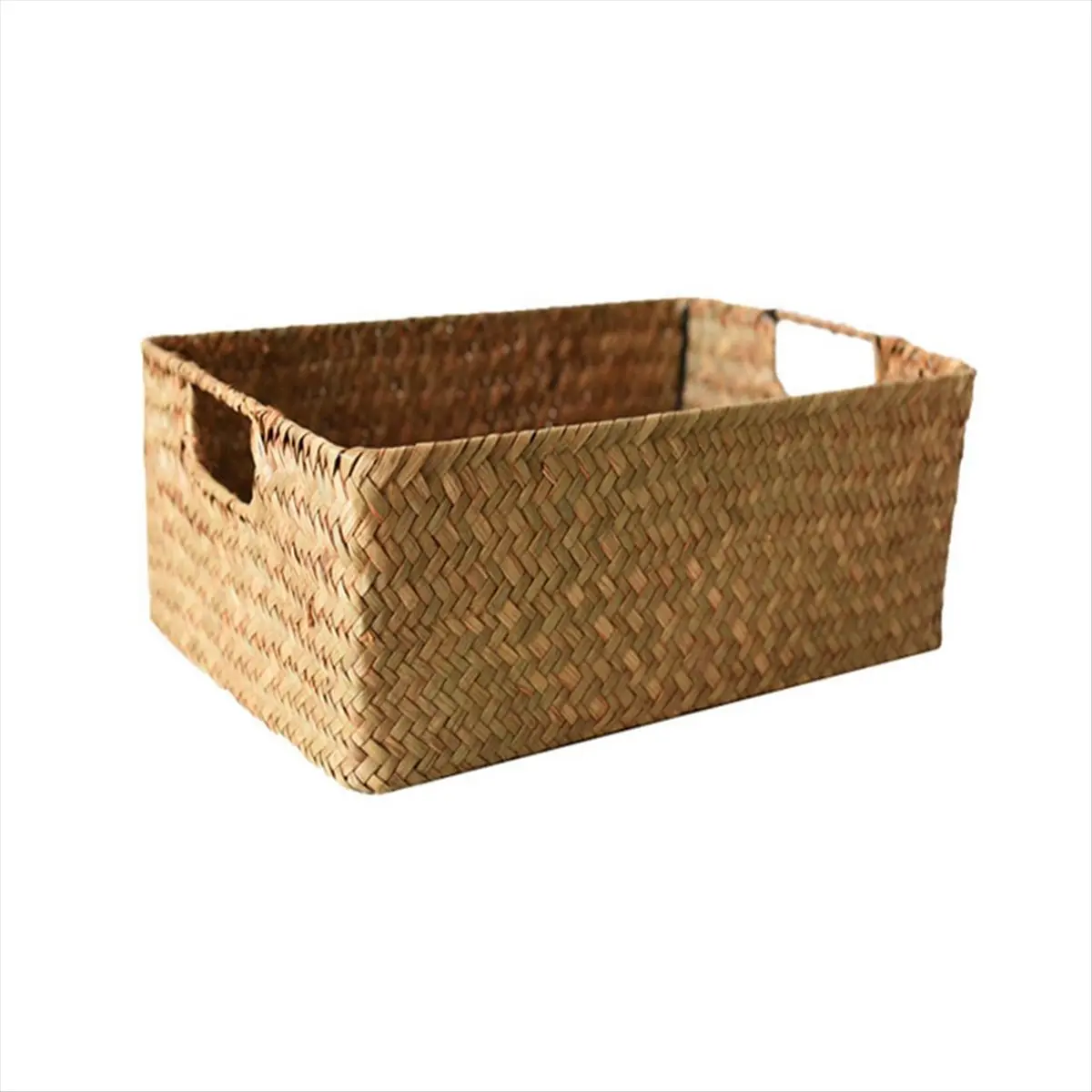 Woven Seagrass Basket - Natural Straw Wicker Storage for Fruit, Bread, Towels Ideal for Home & Kitchen, B