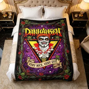 Summer Quilt Danhausen "Very Nice, Very Evil" Cozy Flannel Blanket, Gothic Horror Wrestling Character Graphic Throw Blanket, Perfect for AEW Fans & Spooky Home Decor Enthusiasts