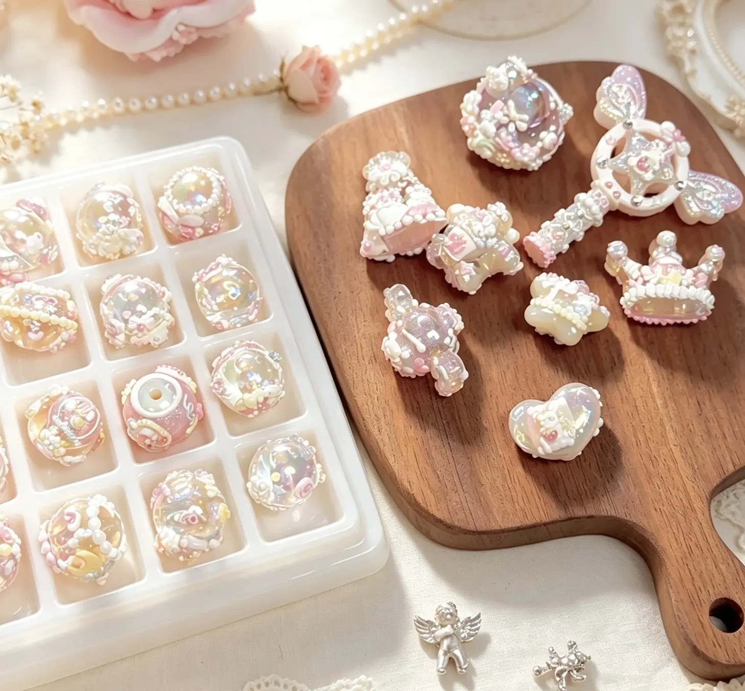 【Individual】Hand painted Decorative Beads,Round & Irregular DIY Beads Charms