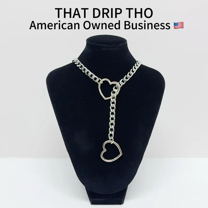 ThatDripTho Slip Chain with Heart O-Ring, Punk Style Necklace, Adjustable Daily Wear Chain for Women & Men, Exquisite Jewelry Gift for Date, Anniversary, Birthday, Christmas, Party