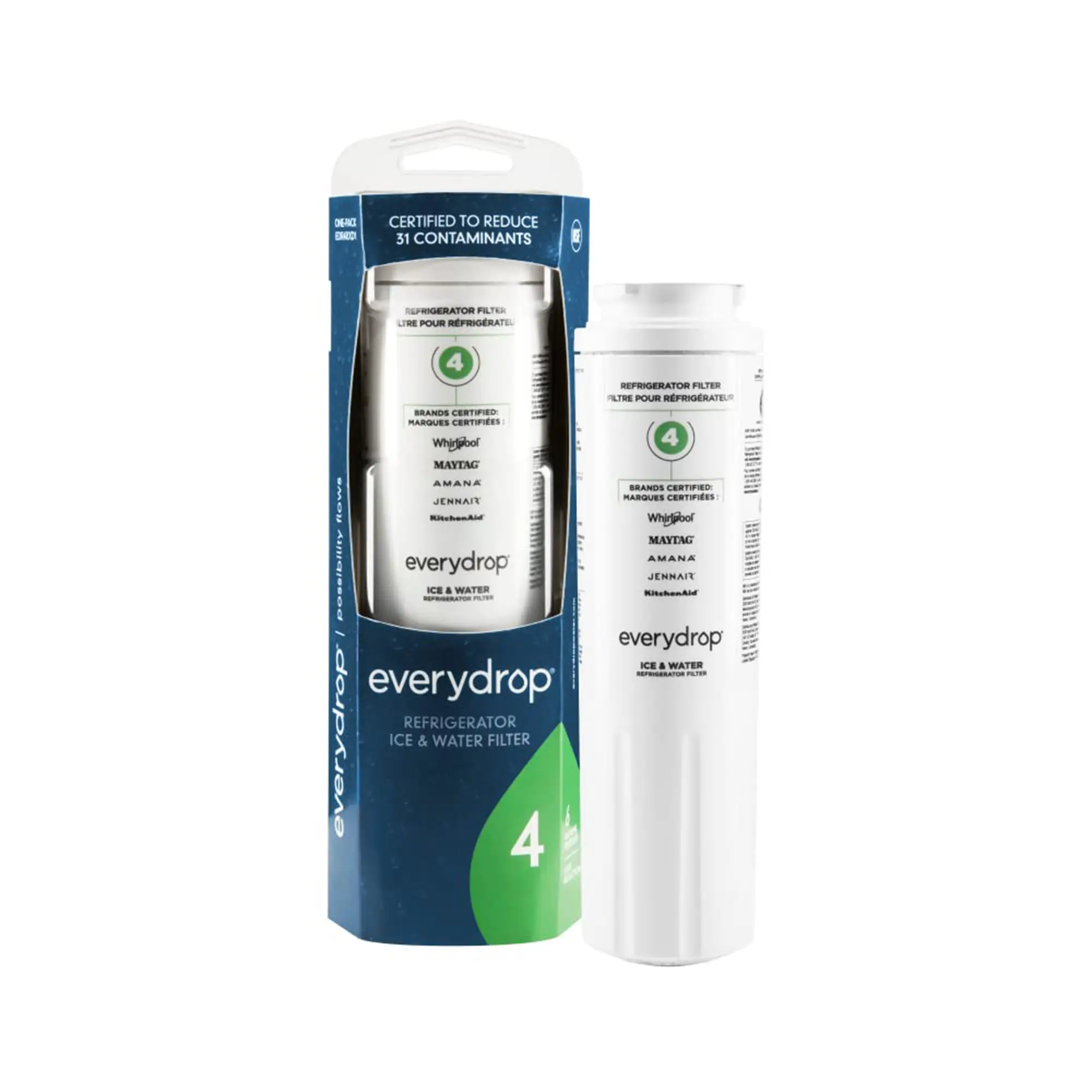 Replacement Refrigerator Ice & Water Filter 1 (EDR4RXD1 Single Pack) - Hassle-Free Swap-In, Contaminant Reduction, Cleaner Water, Traps Industrial Chemicals & Waterborne Parasites, Ensures Fresh Ice