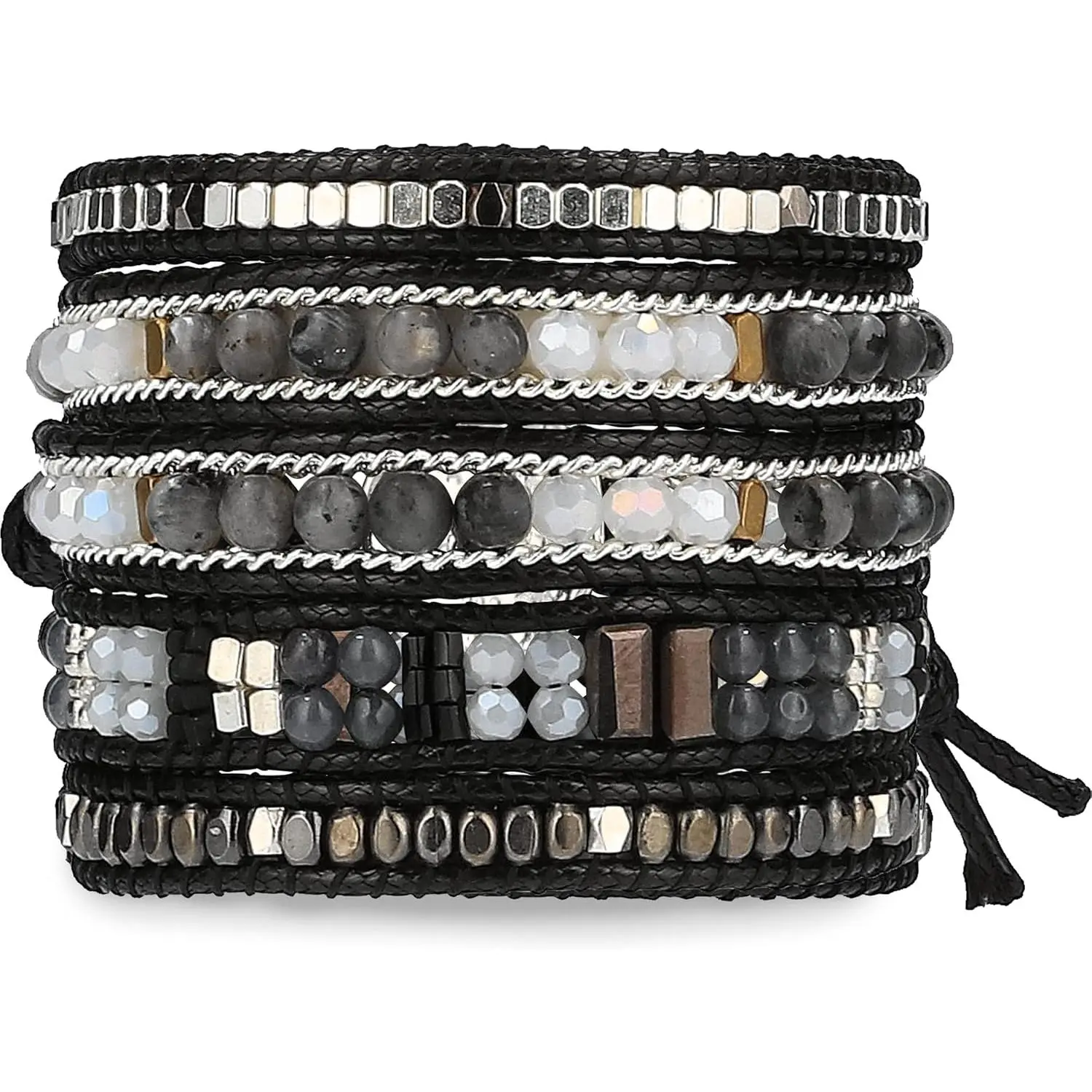 Bracelet for Women  Handmade Vegan Boho  Stone Layered Bracelet, Thailand Bohemian Stackable Beaded Wrap Bracelets, Summer Hippie Bracelet Stack, Fashion  Gifts