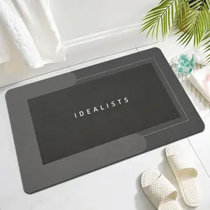 Thin Dark Gray Non-Slip Bathroom Rug | Super Absorbent Quick-Drying Stain Resistant Mat for Bathtub Kitchen Living Room