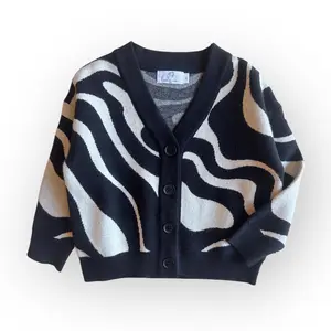 Trippy Tide Cardigan - 100% Angora Fiber, Boxy Oversized Fit, Super Soft & Breathable, Machine Washable, Versatile Layering Piece for Kids