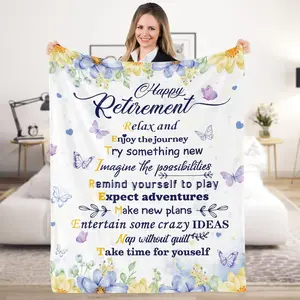 Retirement Gifts for Women Blanket, Soft Flannel Happy Retirement Throw Blanket, Retirement Gift Idea Female, Fluffy Plush Retired Blanket Goodbye Gifts for Coworker Nurse Doctor Teacher, 50x60 Inch