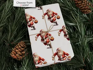 [Sale off up to 50%] Christmas Basketball Wrapping Paper, Basketball Santa Wrapping Paper