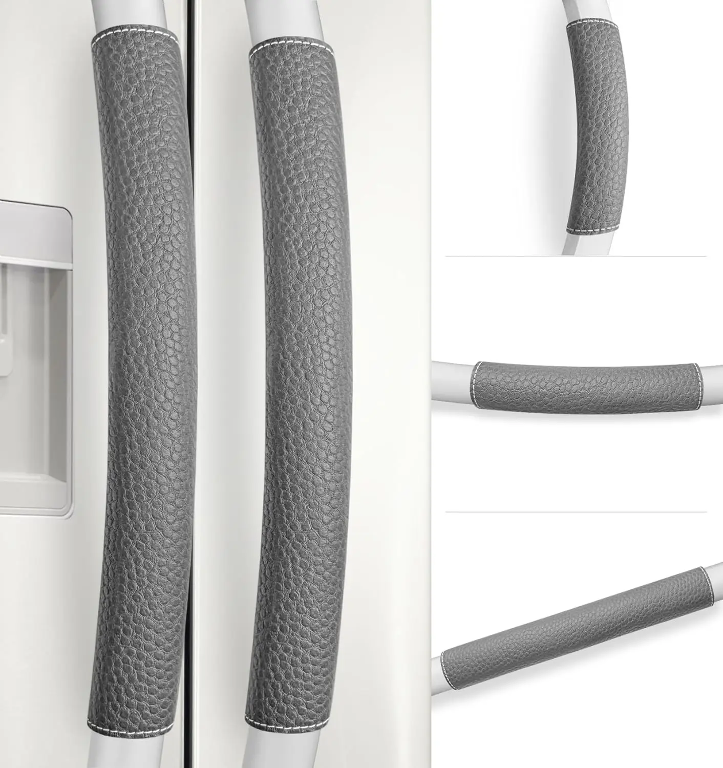 5-Pack Reusable Refrigerator Handle Slipcovers - Adjustable, Non-Slip, Stain-Proof Kitchen Appliance Covers for Fridge, Ovens (Dark Gray)