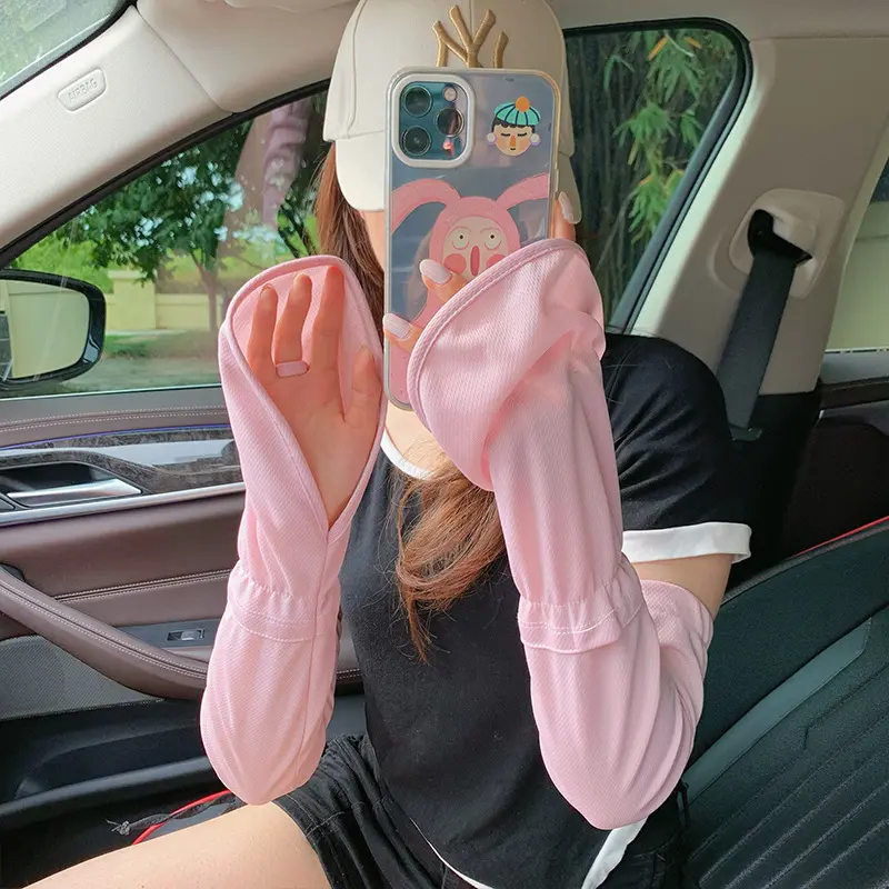 Women's Sunscreen Ice Silk Arm Sleeves, Sun Protection Gloves, High-End Summer Driving Sun Protection Sleeves