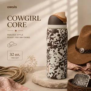 Owala 32oz FreeSip Color Drop Cowgirl Core Cow Print Water Bottle