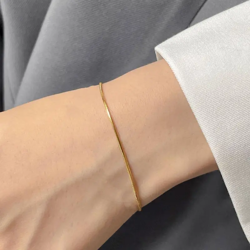 Women's Simple Plain Stainless Steel Link Bracelet, Durable Bracelet, 2024 New Trend Jewelry for Daily Clothing Decor, Party, Minimalist Aesthetic Jewelry Gift