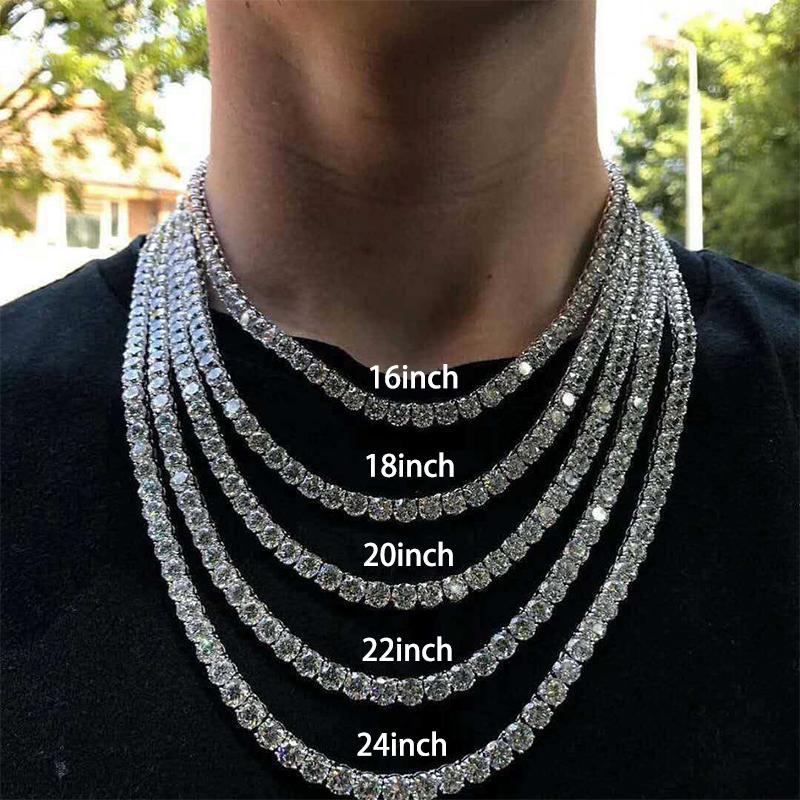 [Big Factory] Unisex Moissanite Tennis Chain For Women Original 925 Sterling Silver Gold Man Moissanite Bracelet Chain Hip hop