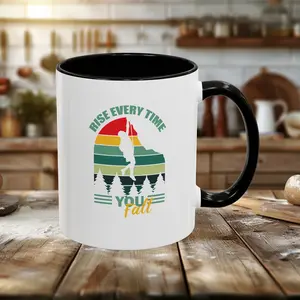 Colorful Mugs (11oz, 15oz) - Rise Every Time You Fall - Resilience Quote Ceramic Drinkware
