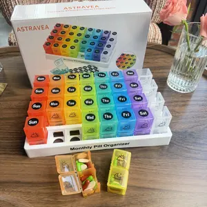 ASTRAVEA 31-Day High-Capacity Medicine Pill Organizer, 32 AM/PM BPA-Free Compartments, Portable Travel Medication Box for Never Missing a Dose
