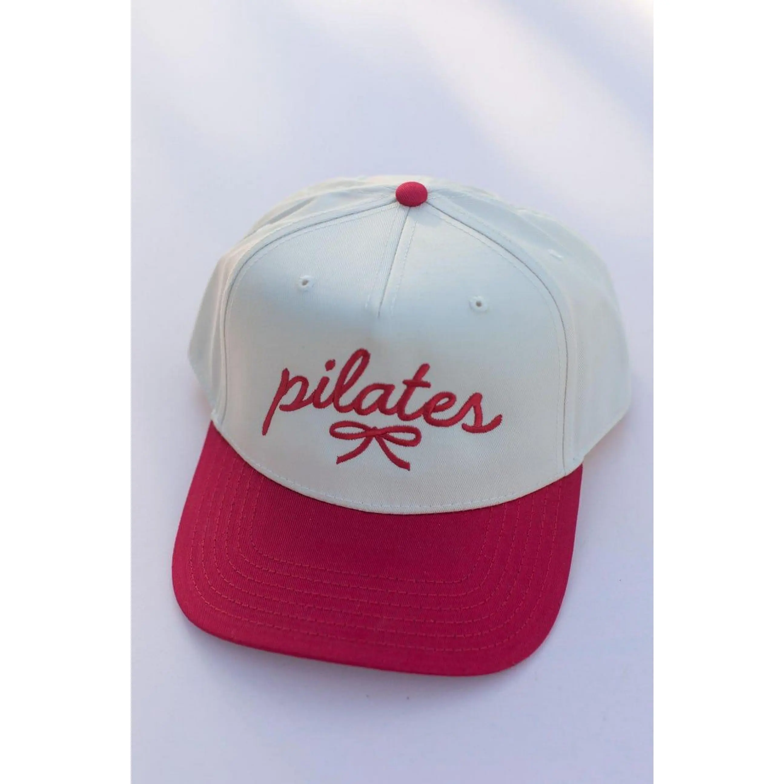 Embroidery Baseball Cap with Cute Bow, Adjustable Strap, 6×5 cm Back Panel - for Pilates, Beach, Casual Wear, Back Panel: Up To 6 × 5 Cm, Cold Wash Only, Cotton, Front Center: Up To 5 × 13 Cm
