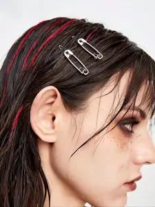 2pcs Personalized Punk Minimalist Girl Flat Hair Clip Set, Stylish and Unique Hair Accessories for Girls, Perfect for Daily Use and Special Occasions