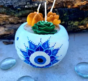 Candle Cement mandala Full Color Evil Eye Pot Decor Ornaments Freshener Decoration Set Centerpiece
