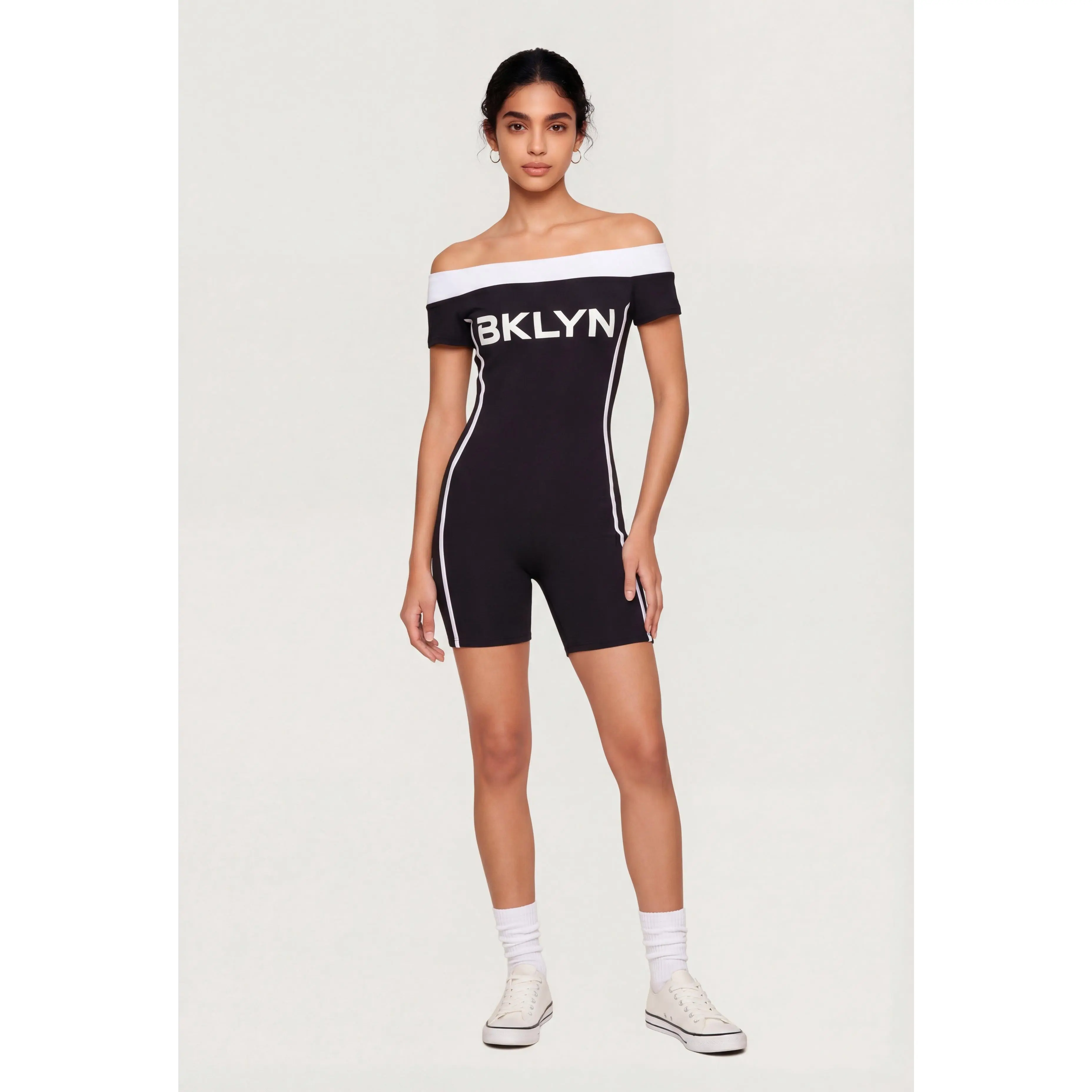 Off The Shoulder BKLYN Graphic Romper