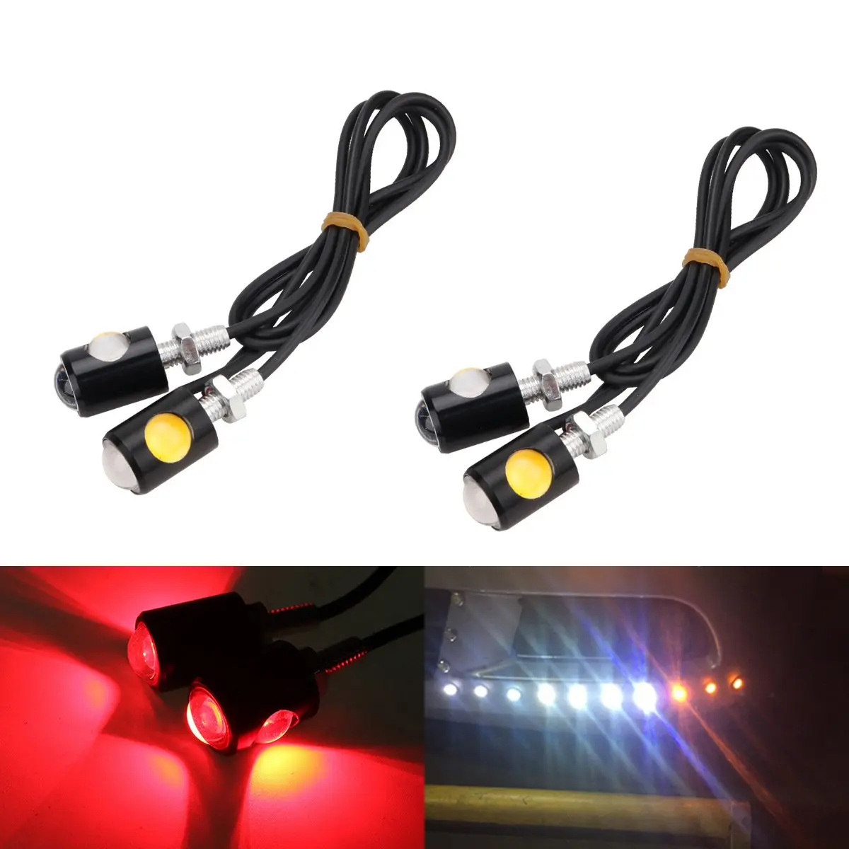 4 Pairs Eagle Eye LED Lights, Car Eyeball Lights, High Brightness Driving Lights, Auxiliary Driving Lights, Suitable for Cars and Motorcycles