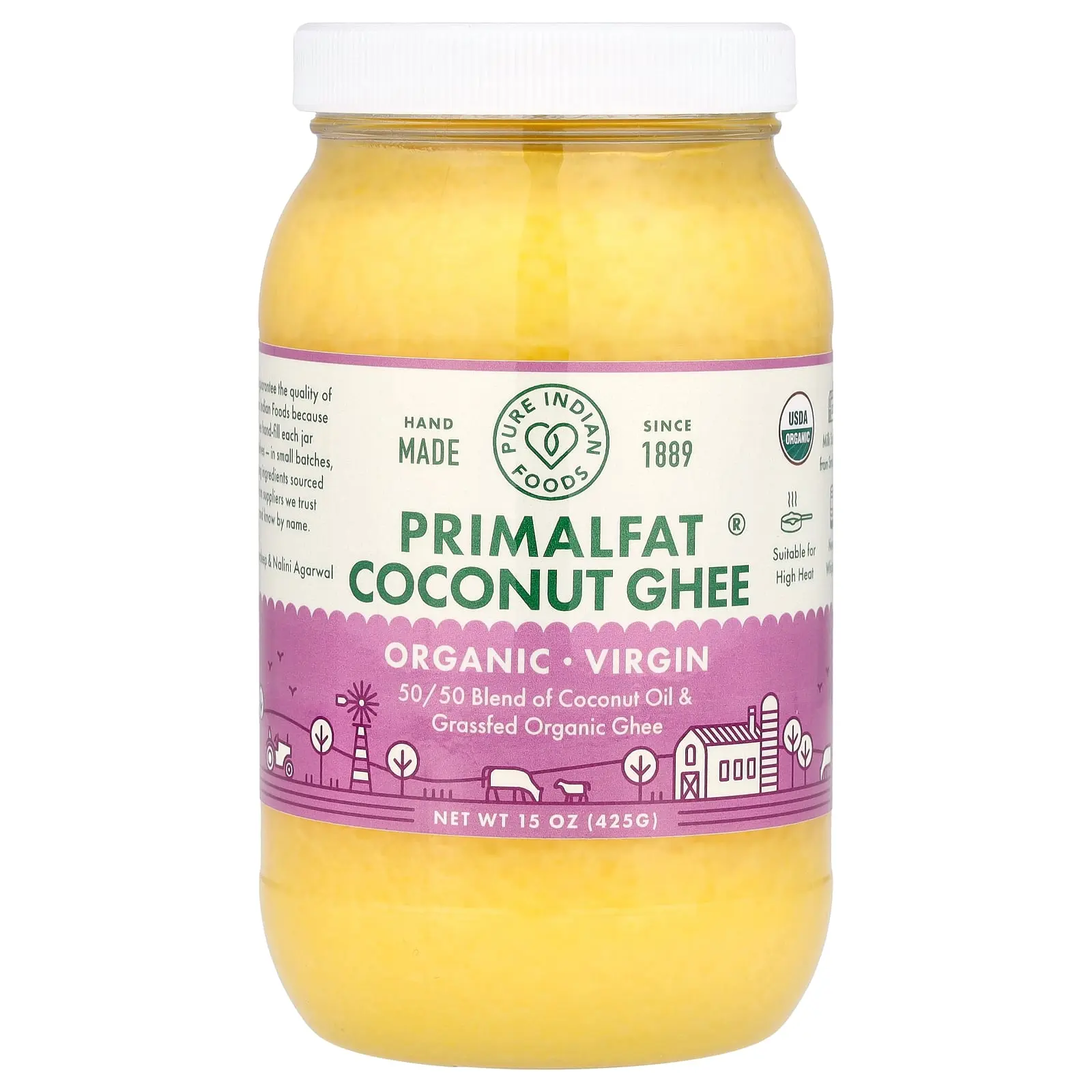 Pure Indian Foods Organic Virgin PrimalFat Coconut Ghee, 15 oz (425 g)