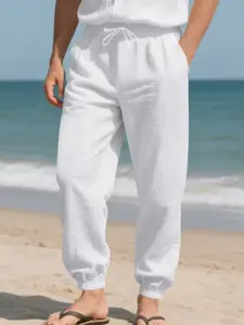Men's Fashion Linen Jogger Pants, Drawstring Waist, Comfortable Fit, Casual Style, Perfect for Beach & Daily Wear