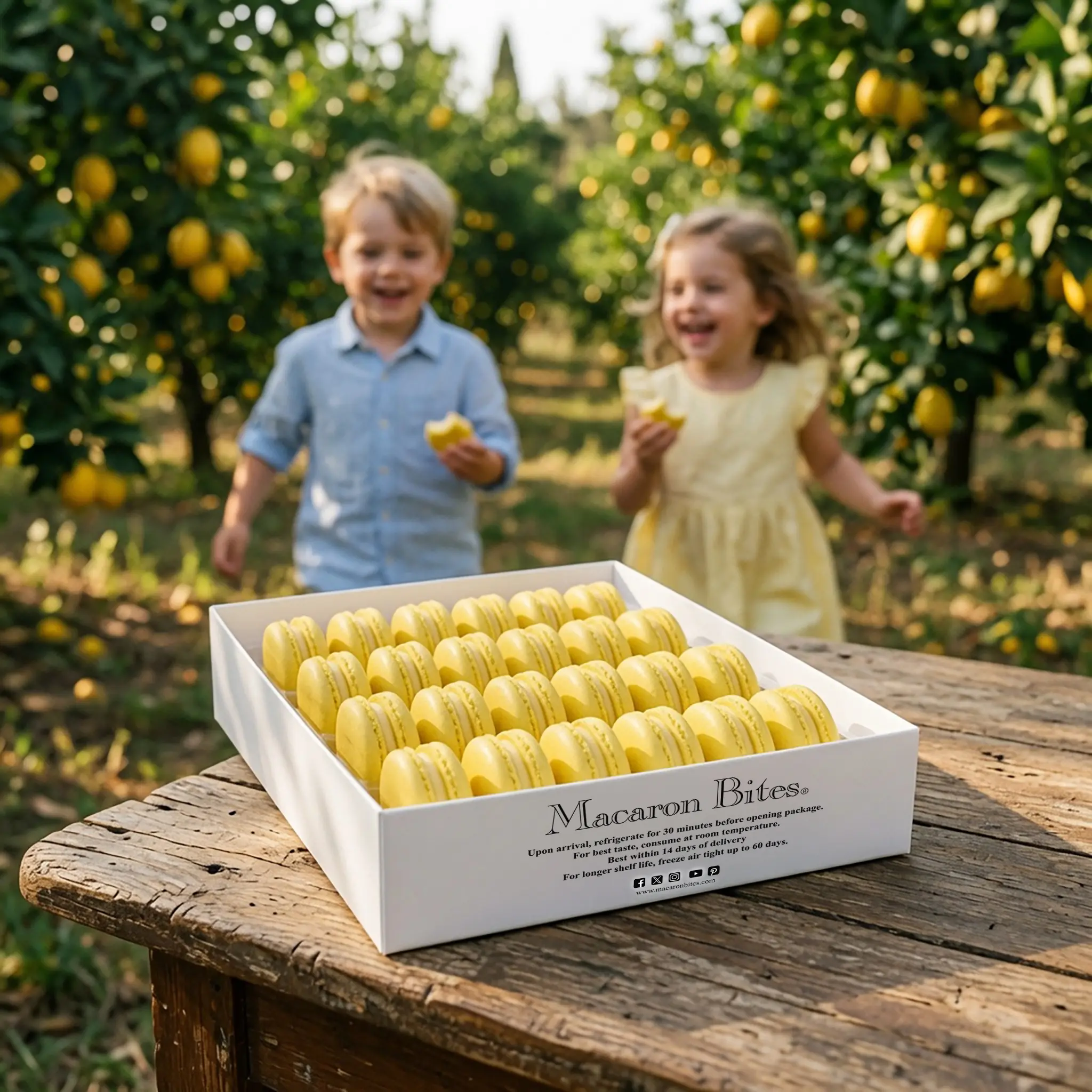 Lemon French Macarons Macaron Bites - 24 Count