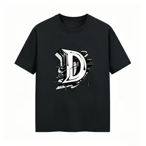 Graffiti Letter D Streetwear T-Shirt, Urban Hip Hop Style Initial Tee