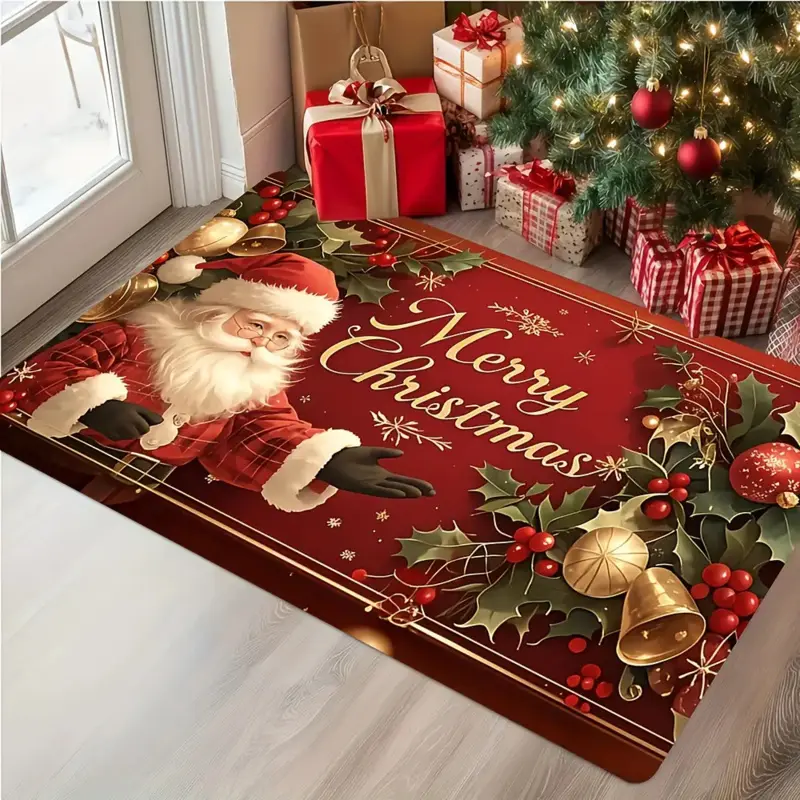 Flannel Rectangular Doormat - Non-Slip, Machine Washable, Ultra-Comfortable Bath Mat for Christmas, Halloween Witch Themes, Indoor-Outdoor Use, Room & House Decor, Whimsical & Funky Home Decor